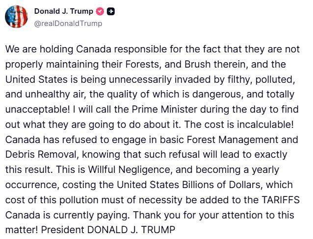 Estados Unidos de América: ⚡️🇺🇸🇨🇦🚨 Donald Trump ha acusado al Canadá de no manejar adecuada...