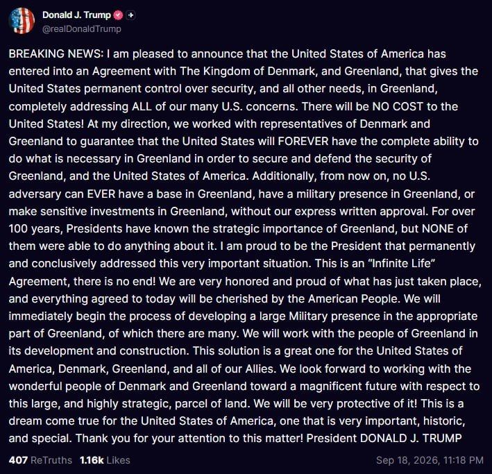 Vereinigte Staaten von Amerika: ⚡️🇺🇸🇩🇰 Donald Trump hat eine strategische Vereinbarung mit Dänema...