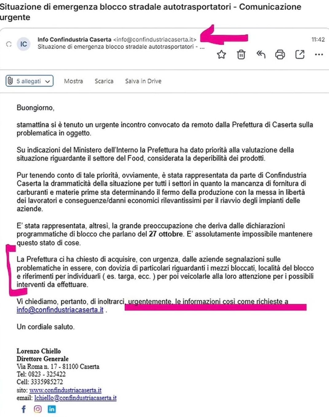 Autunno caldo europeo: ⚡️🇮🇹🚛 Confindustria Caserta ha chiesto alle aziende associate di s...